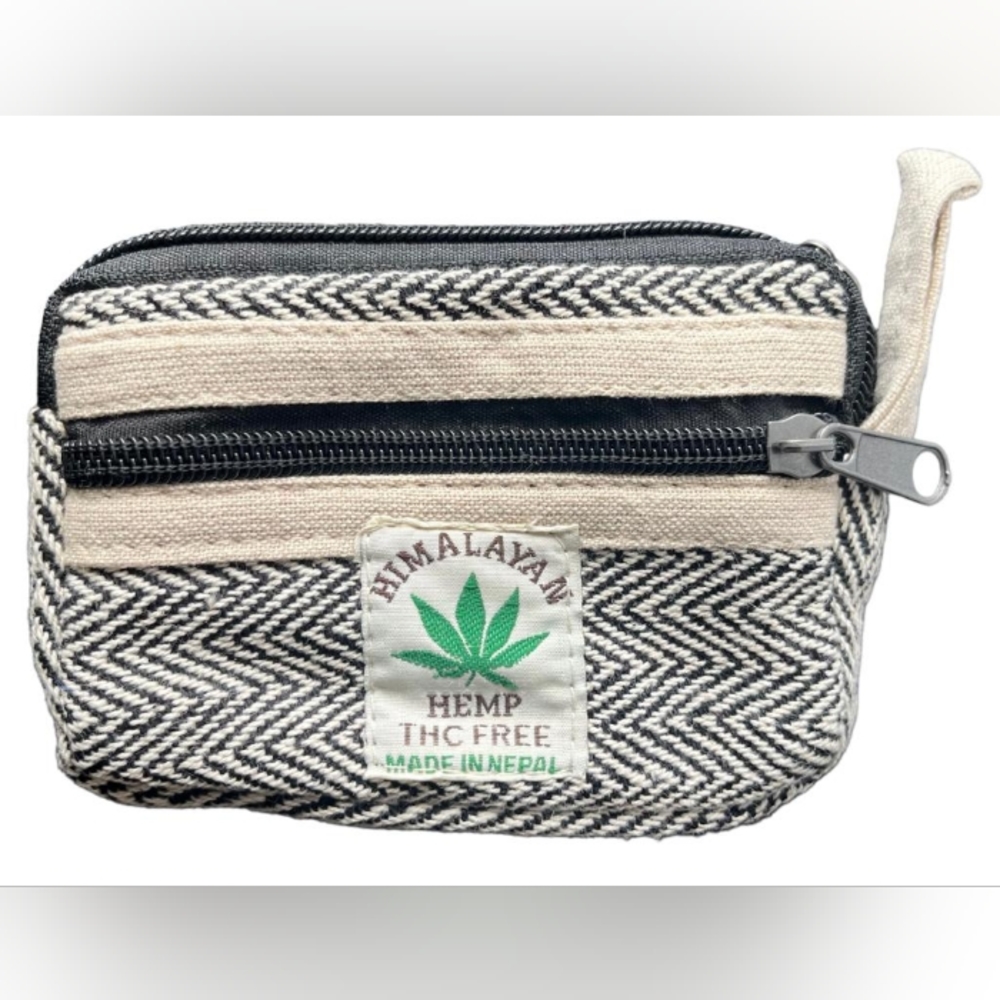 Himalayan Hemp Wallet, Purse. Black & White, THC Free, Eco Friendly